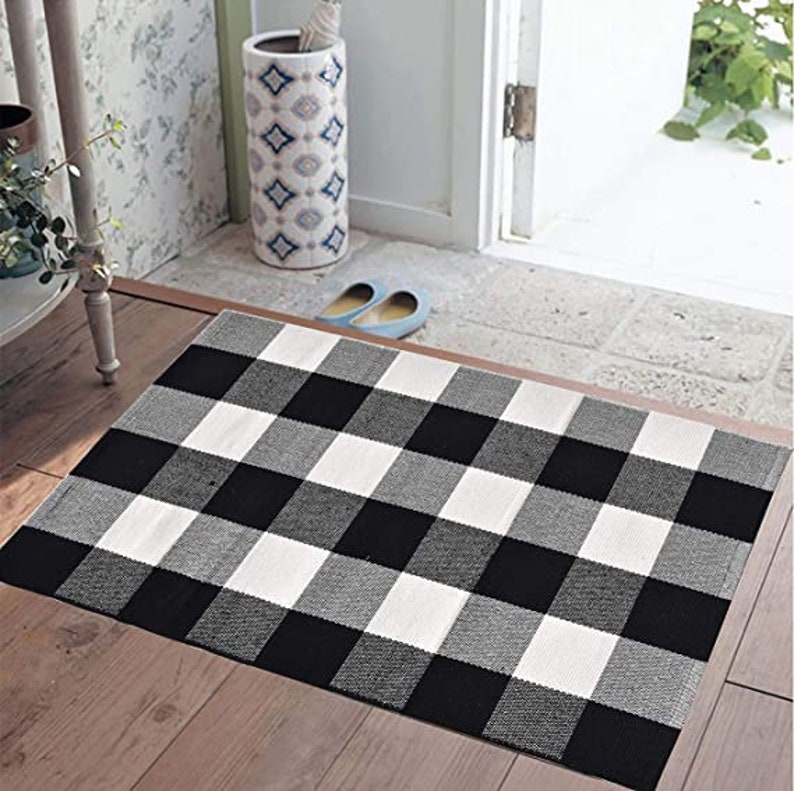 Buffalo Plaid Rug Buffalo Plaid Area Rug Hey There Doormat Etsy
