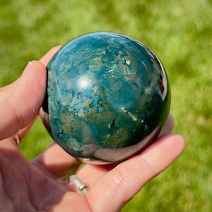 Ocean Jasper Sphere | Deep Teal & Moss Green Crystal Sphere | Natural Polished Stone