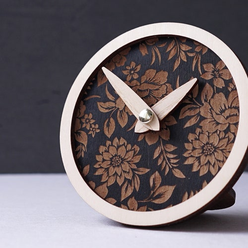 WOODEN Modern Table Clock Small Desk Clock Wood Clock for Etsy