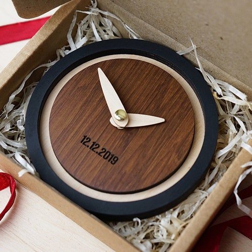 WOODEN Modern Table Clock Small Desk Clock Wood Clock for Etsy