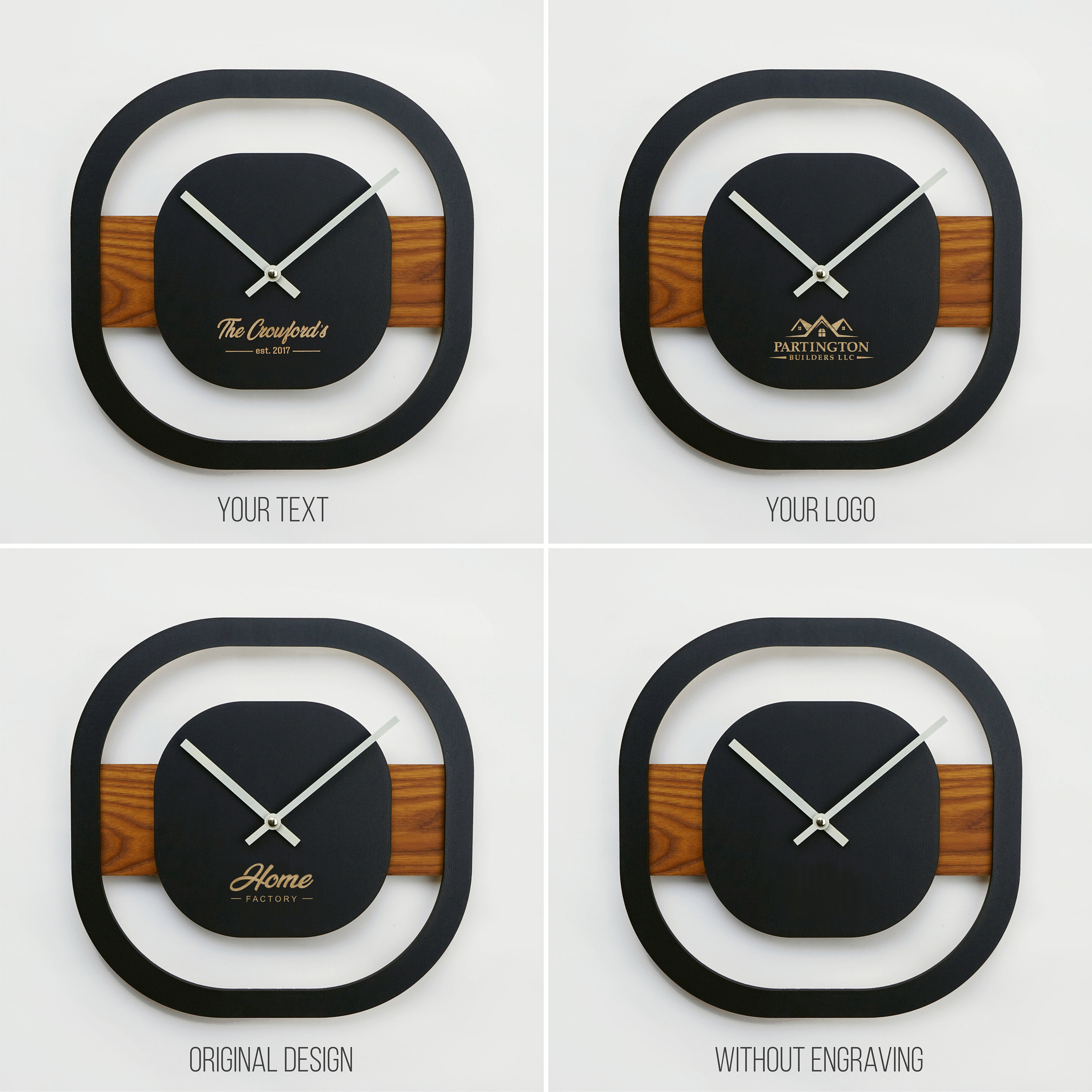 Personalized Modern Wall Clock EXOTIC Wood Silent Custom Etsy