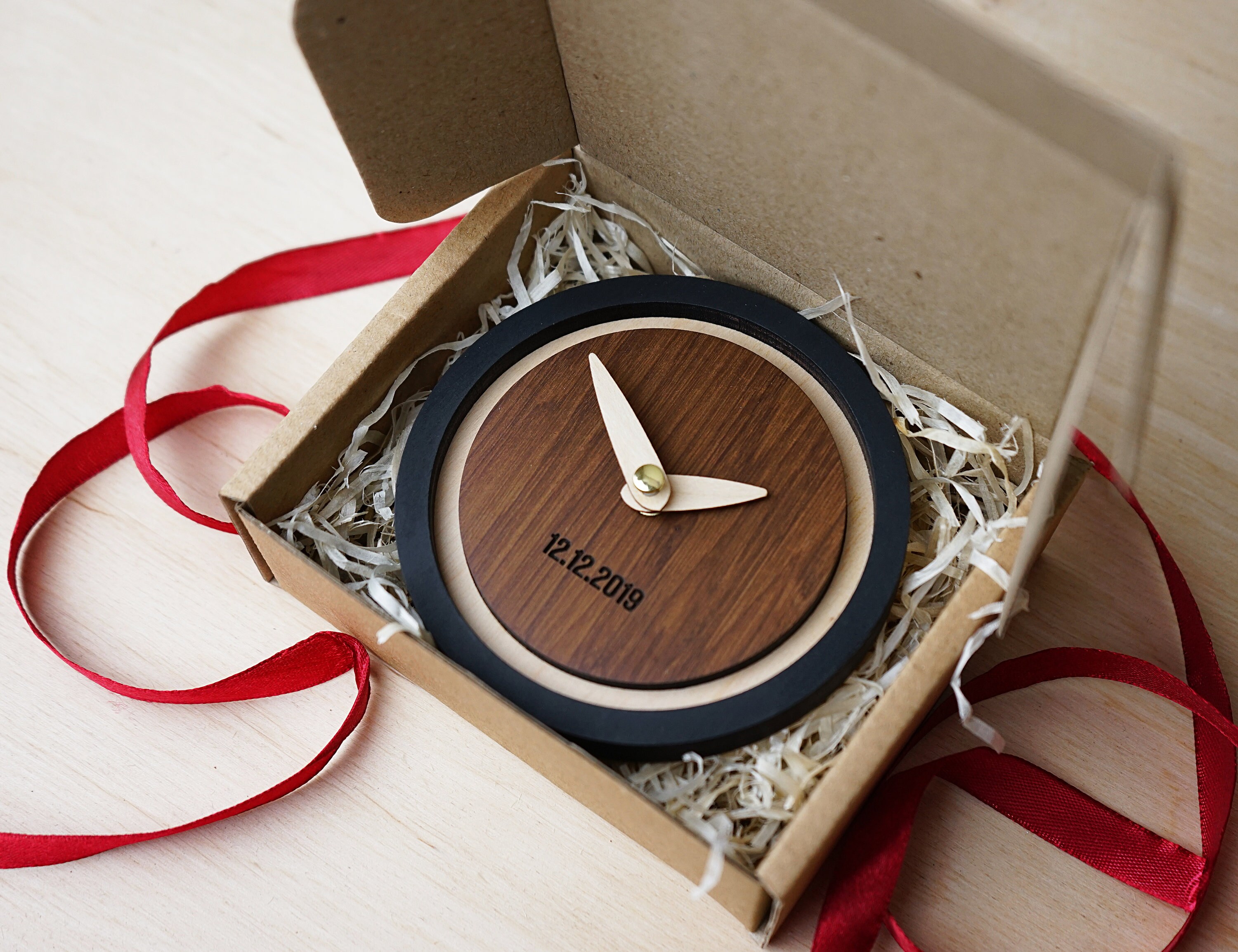 Personalized Desk Clock REAL MAHOGANY WOOD Shelf Clock Table Etsy