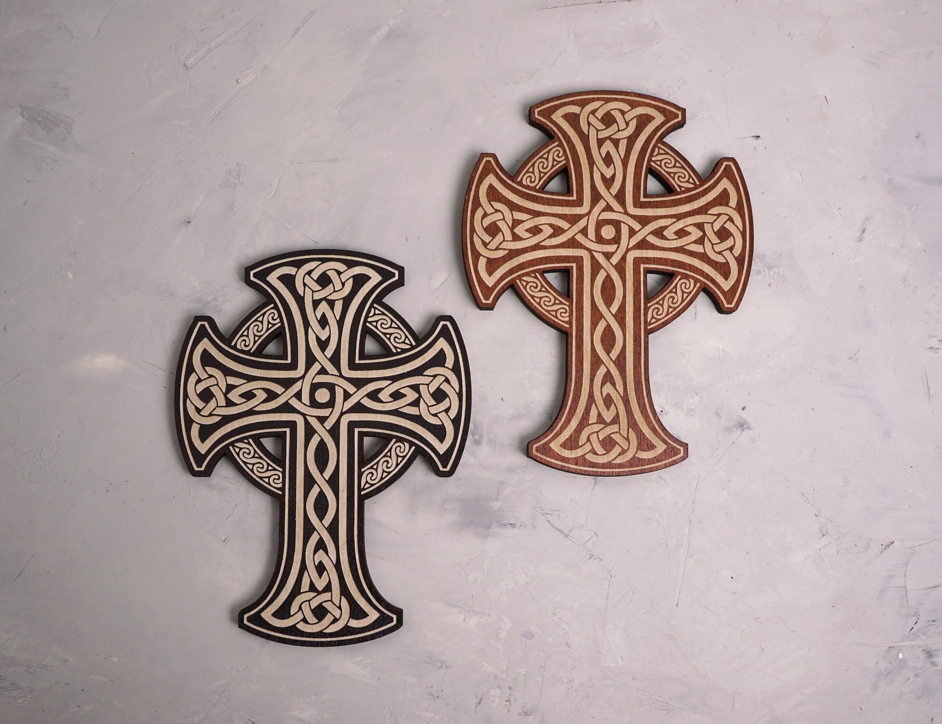 Celtic Cross Wood wall Wooden Amber Cross Celtic knot Wall Art Etsy