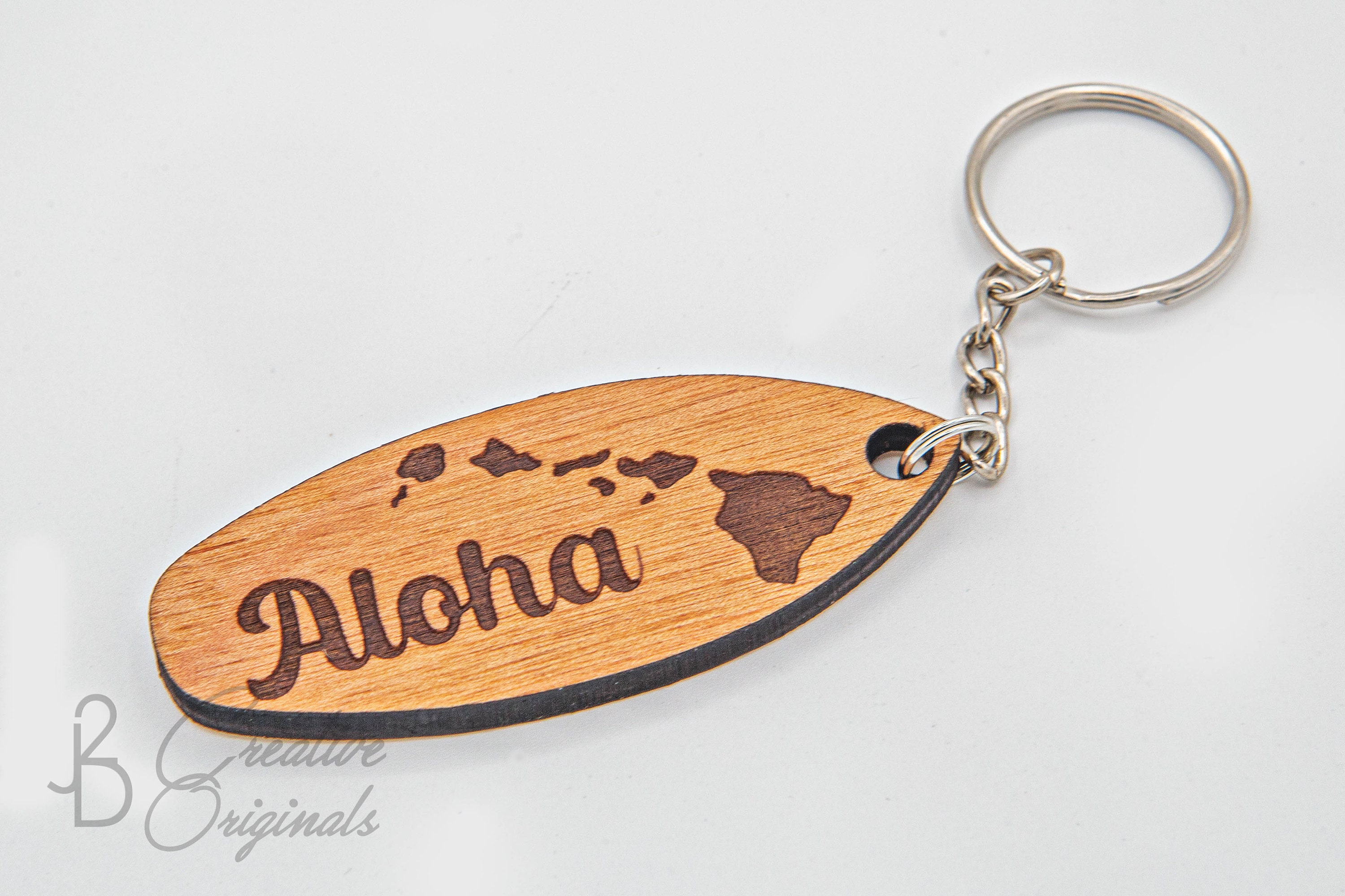 Hawaii Keychain Aloha Wood Keychain Hawaii Islands Wood Etsy