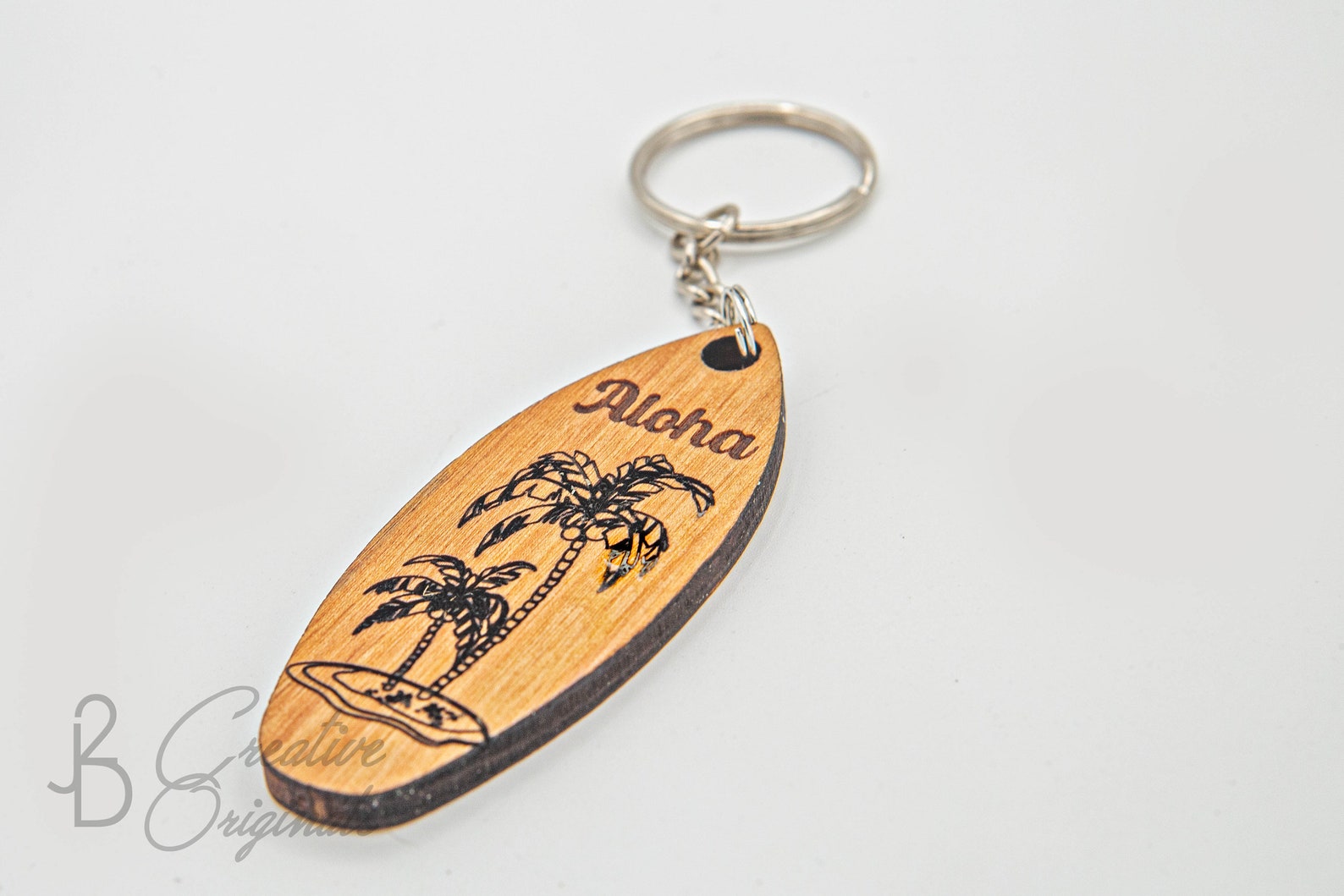 Wood Keychain Hawaii Keychain Aloha Palm Trees Wood Etsy