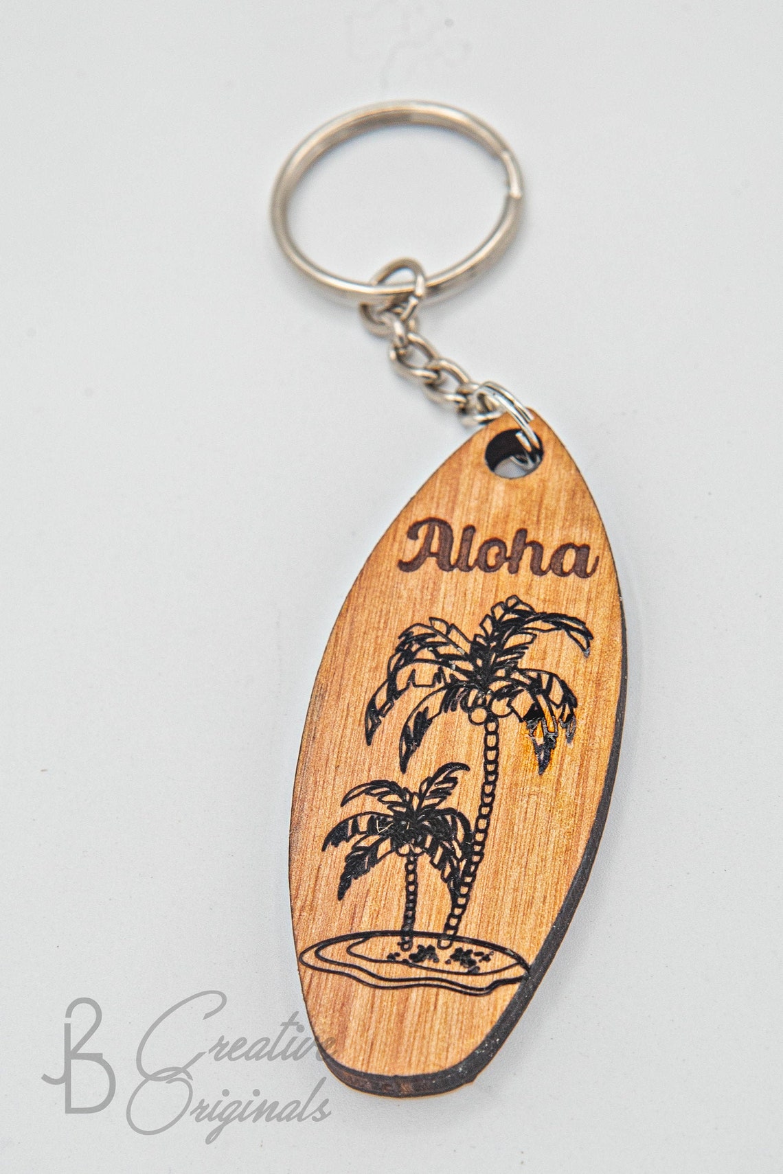 Wood Keychain Hawaii Keychain Aloha Palm Trees Wood Etsy