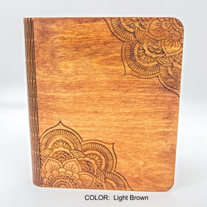 Mandala Wood Notebook – Personalized Refillable Journal or Planner