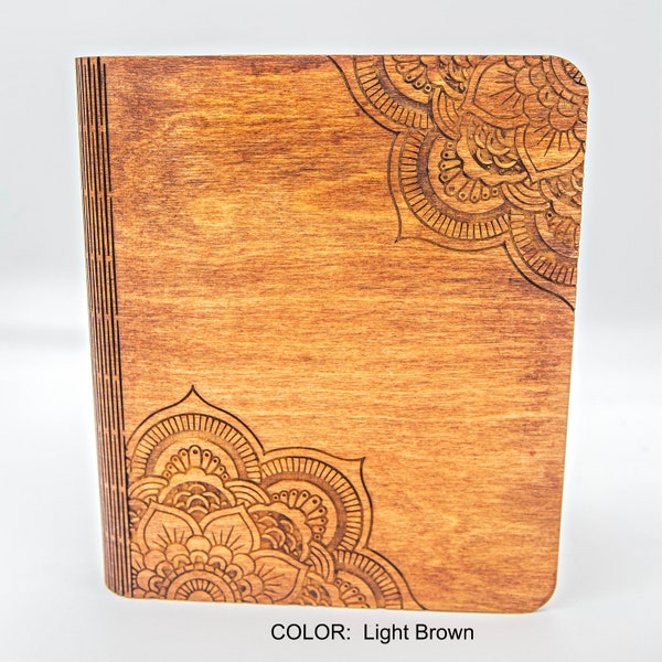 Mandala Wood Planner, Notebook, Binder, Journal, Personalized, Refillable, Wood Planner, Wood Notebook, Wood Binder, Custom Gift