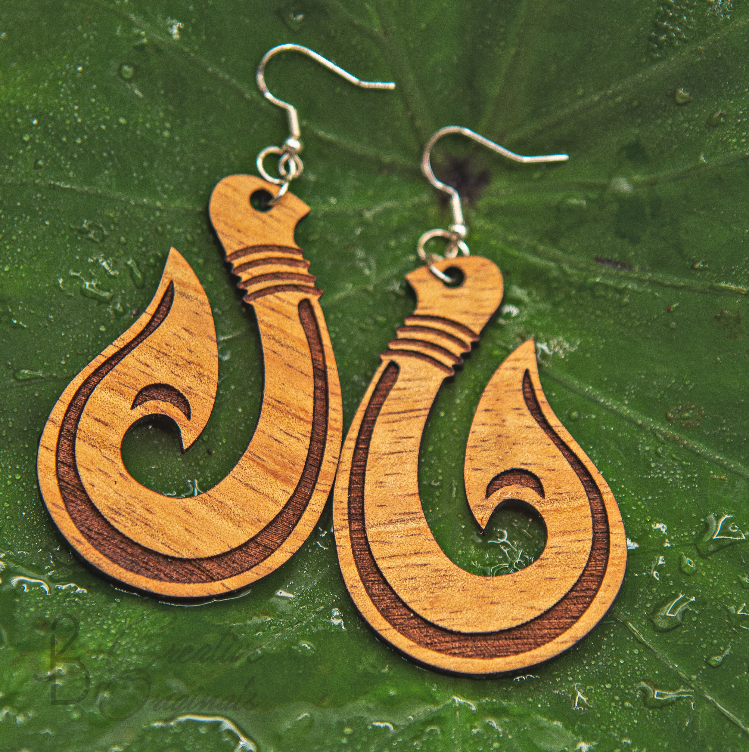 Koa Wood Earrings Maui's Hook Hawaii Earrings Tribal Etsy