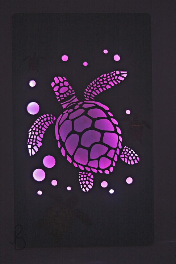 Lighted Wall Decor Unique Wall Art Sea Life Art Turtle Art Etsy
