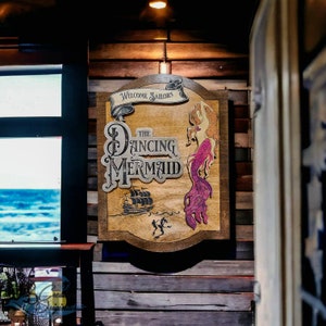Dancing Mermaid Bar Sign, Bar Sign, Bar Decor, Man Cave Decor, Pub Sign, Mermaid Sign, Personalized, Custom Gift, Mermaid Art, Housewarming