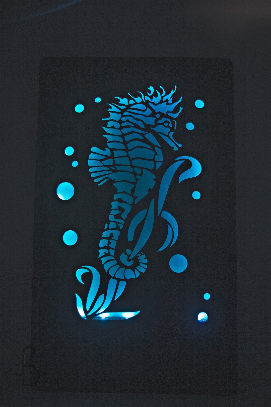 Illuminated Art, Lighted Wall Decor, LED Art, Unique Wall Art, Sea Life