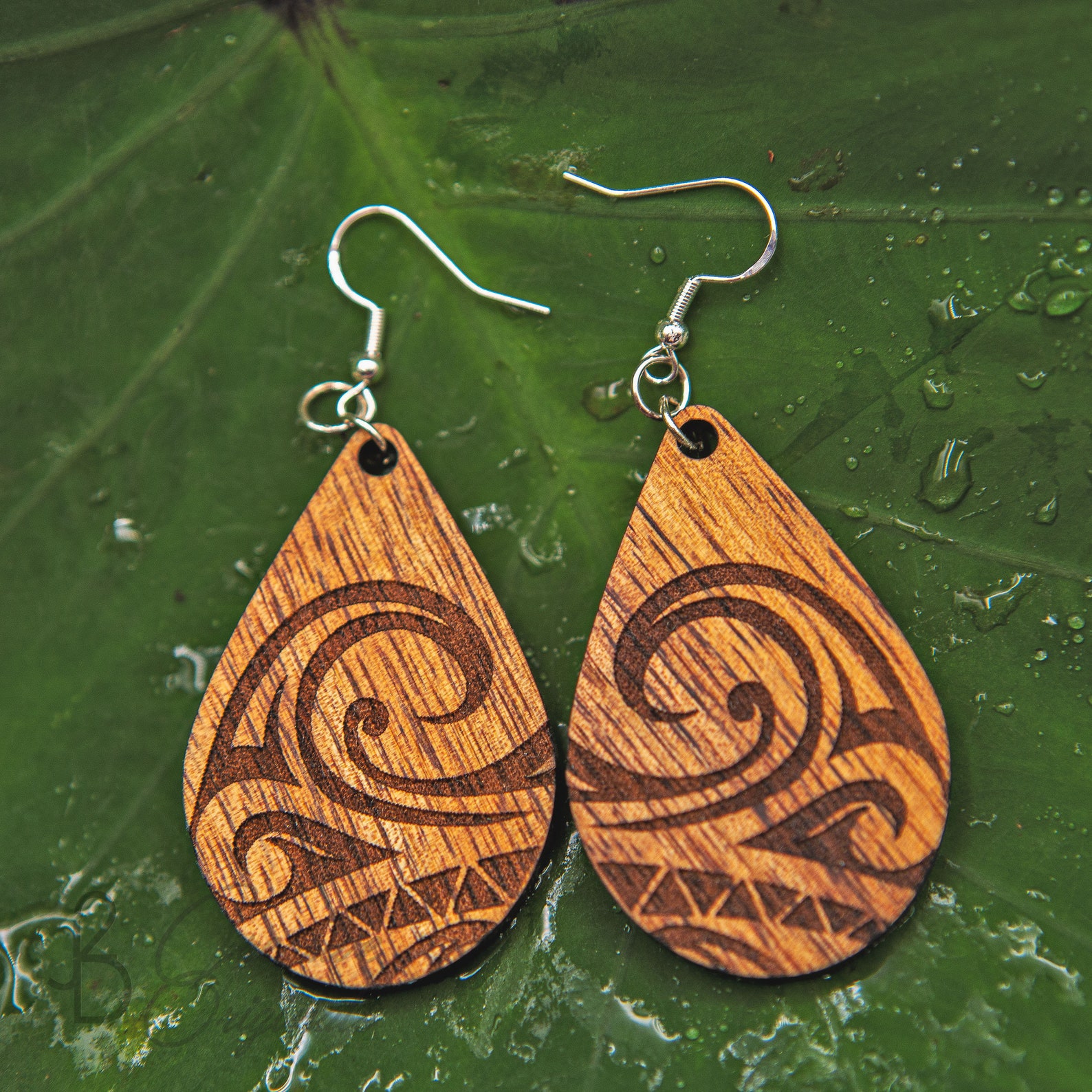 Koa Wood Earrings Hawaii Earrings Tribal Earrings Laser Etsy