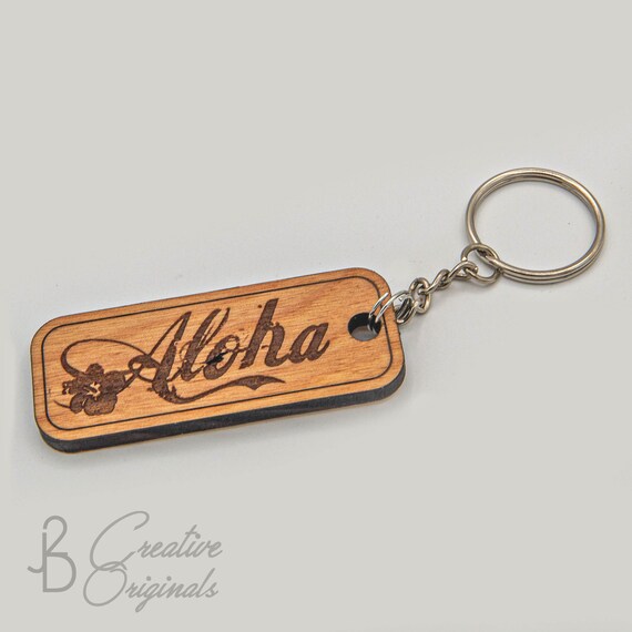 Hawaii Keychain Wood Keychain Hawaii Island Engraved Etsy