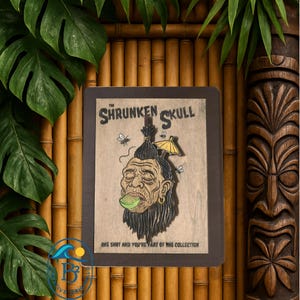 Customizable Shrunken Skull Tiki Bar Sign: Haunted Island Lounge Décor