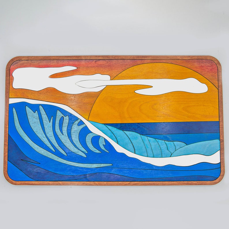 Handmade Beach Decor Ocean Wall Art Sunset Wave. Ocean Wave Etsy