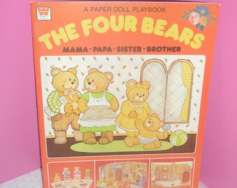 Vintage 1981 THE FOUR BEARS a Paper Doll PlayBook / Mama* Papa * Sister * Baby Brother Bears