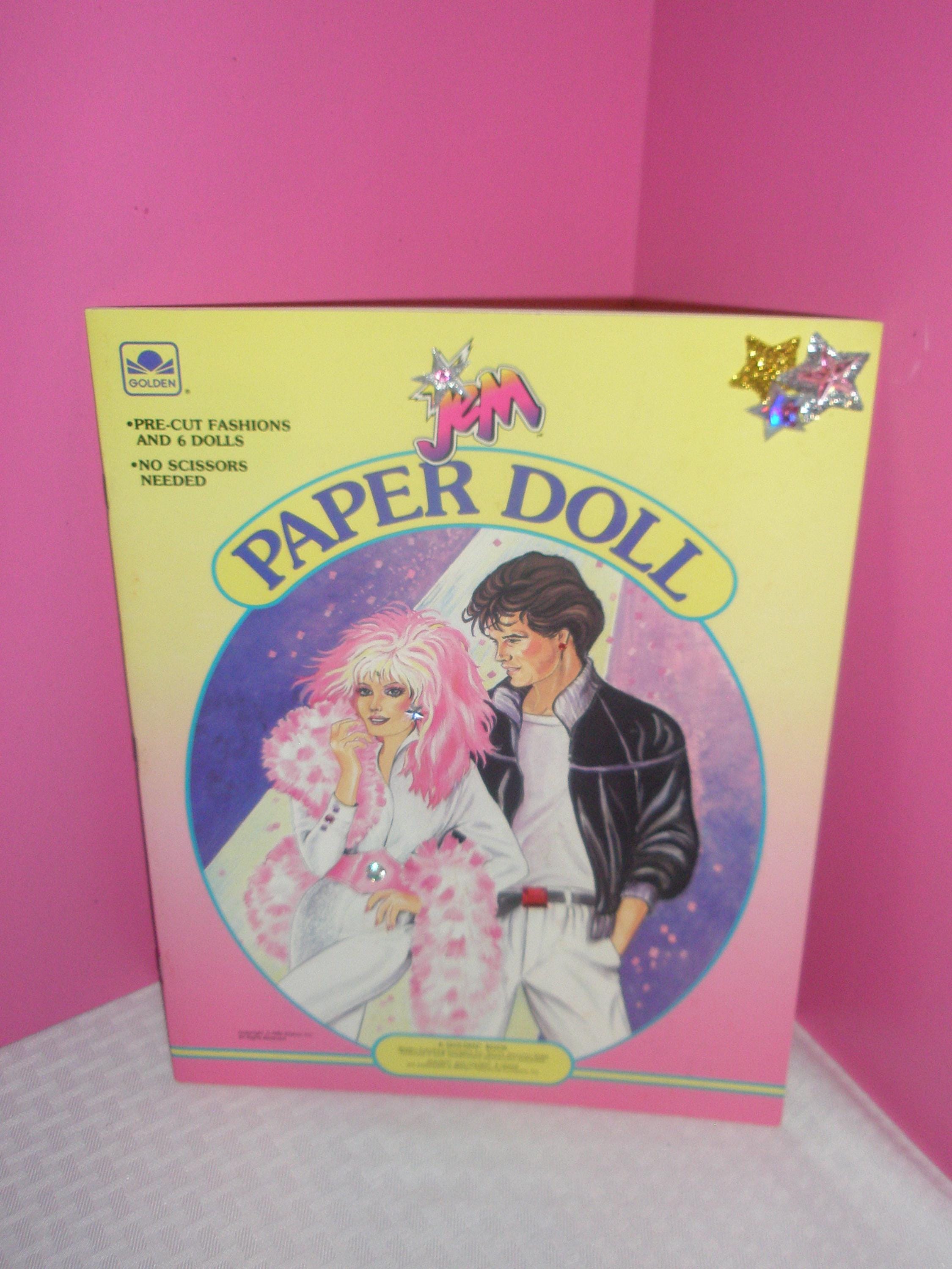 Vintage 1986 JEM PAPER DOLL Book / 4 Pre-Cut pages of 1980’s stylish fashions to dress Jem and all her friends the Holograms