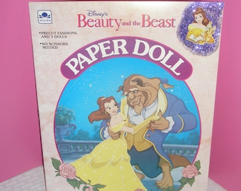 Vintage 1991 Disney’s BEAUTY and the BEAST Paper Doll Book / 12 Pre-Cut Fairy Tale Fashions