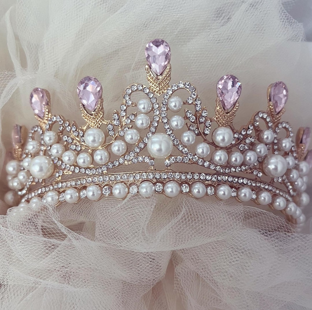 Braut Tiara Adult White Pink Braut Tiara Adult White Pink
