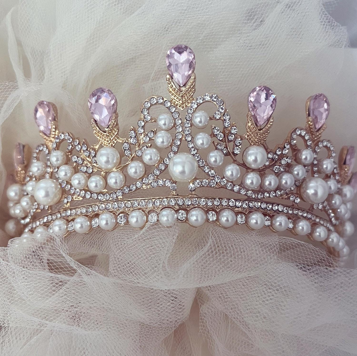 Braut Tiara Adult White Pink Braut Tiara Adult White Pink