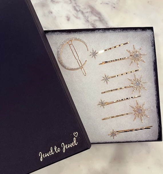 Lot De 2 Pinces à Cheveux étoiles – Style Rétro, Argenté, Métal – 5,7 Cm