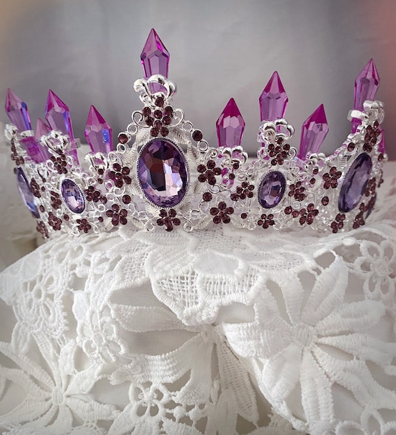 Purple Crystal Crown Purple Crystal Tiara Pageant Crown Princess Purple Crown Purple Quartz Crown Lavender Crown Halloween Crown Etsy Canada