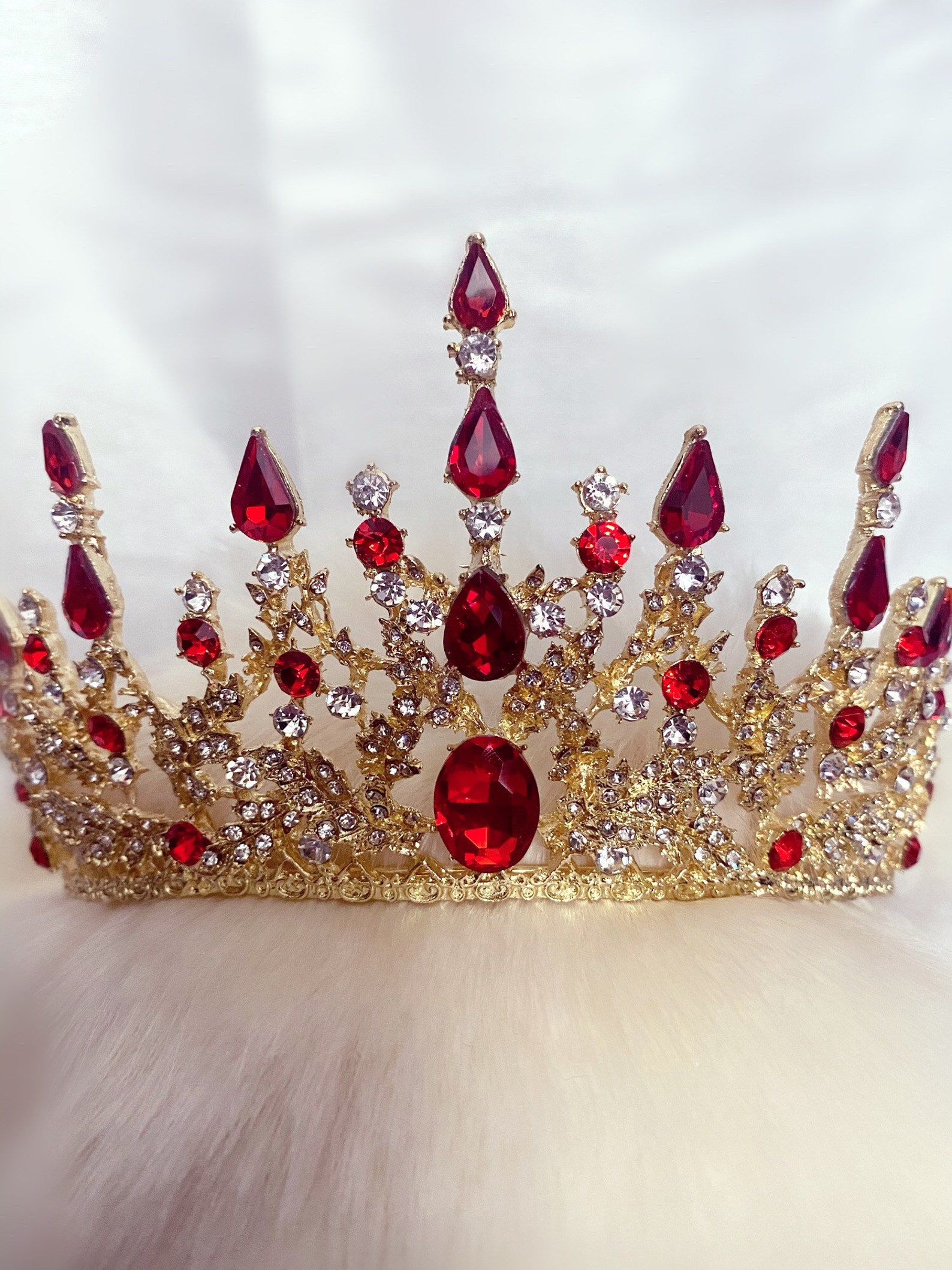 Ruby red gold tiara victorian crown royalty crown Etsy