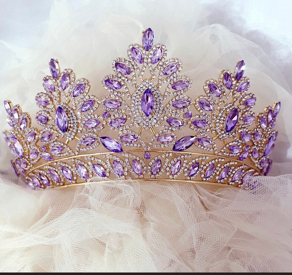 Baroque Purple Tiara, Victorian Purple Silver Tiara  display picture 3
