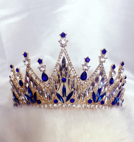 Royal Blue Tiara, Victorian Sapphire Crown, Blue Wedding Pageant Crown, Blue  Bridal Crystal Crown, Renaissance Crown, Birthday Tiara 