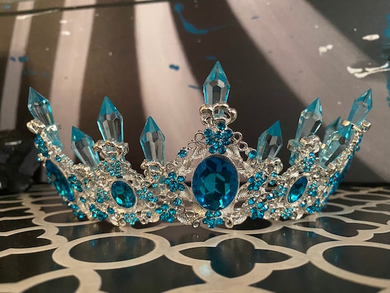 Blue Crystal Tiara: Austrian Crystal Pageant Crown - Etsy display picture 2
