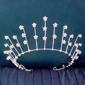 Tiara estrella, corona de cristal celestial, tiara de cristal estrella, tocado de estrella nupcial, corona de pedrería estrella, tocado de estrella Boho, tiara de ráfaga de sol