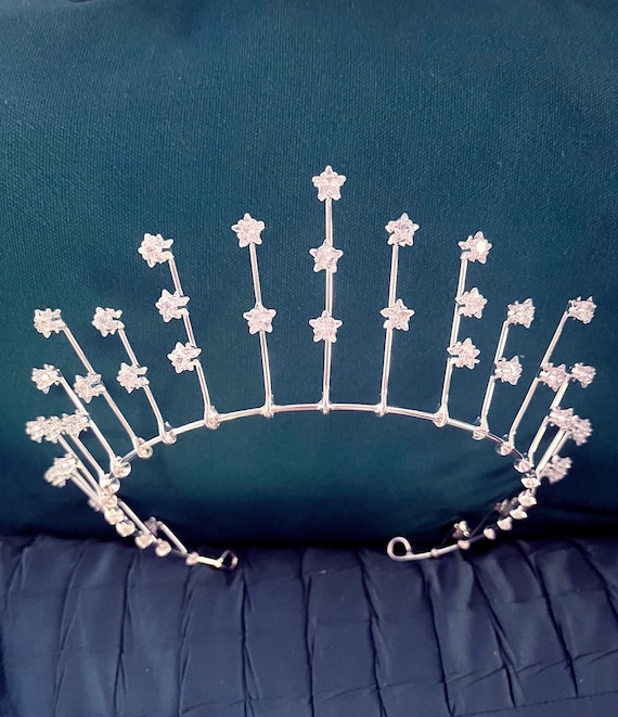 Crown of Stars Tiara silver rhinestones 17083 - Star - 25th Anniversary or Birthday Tiara with Combs main image 4