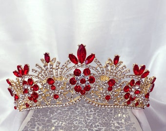 End modvirke vægt Ruby Red Gold Tiara Victorian Crown Royalty Crown Red - Etsy