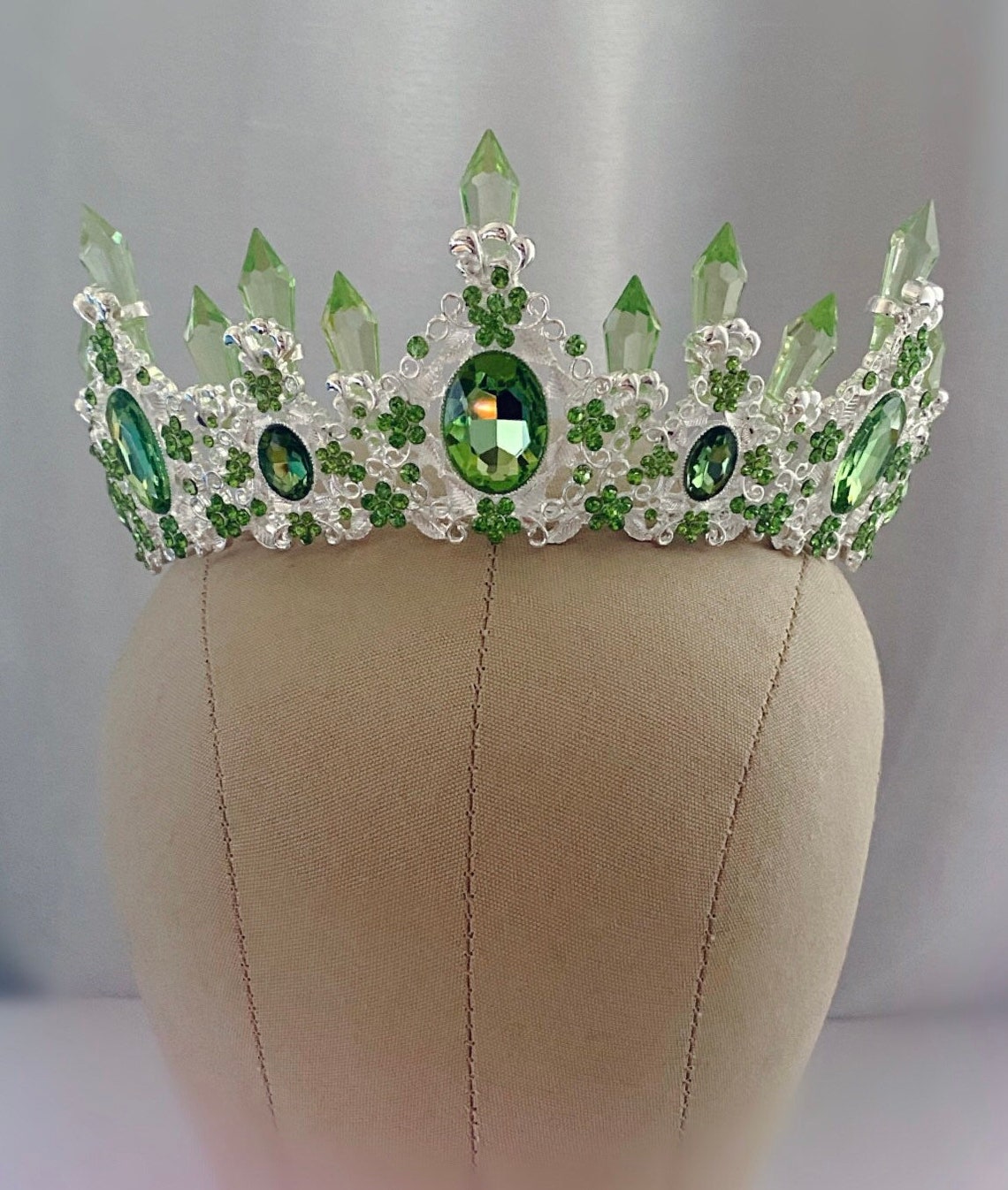 Light green crystal crown light green crystal tiara pageant Etsy