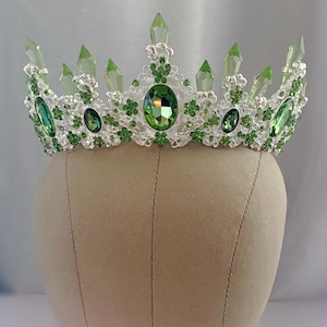 Hellgrüne Kristall Krone, hellgrüne Kristall Tiara, Festzug Krone, Prinzessin grüne Quarz Krone, Prinzessin Tiana Krone