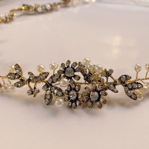 Victorian headpiece, bridal antique gold headband, Vintage inspired bridal headpiece, bridal hair vine, bridal wreath