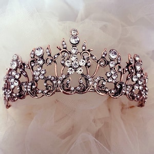 Vintage rose gold tiara, antique tiara, filigree bridal crown, Vintage antique crown,royalty crown, renaissance crown