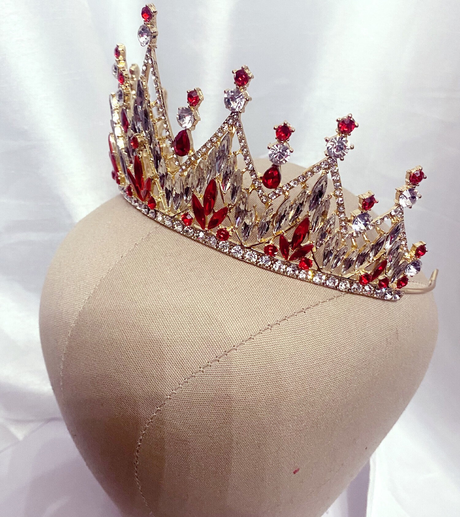 Flower Crystal Crown, Victorian royalty crown, Ruby red tiara, Quinceanera crown Red Ruby Crown Quince - Etsy main image 3