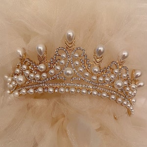 Victorian Crownpearl Gold Tiara Vintage Inspired Crown - Etsy
