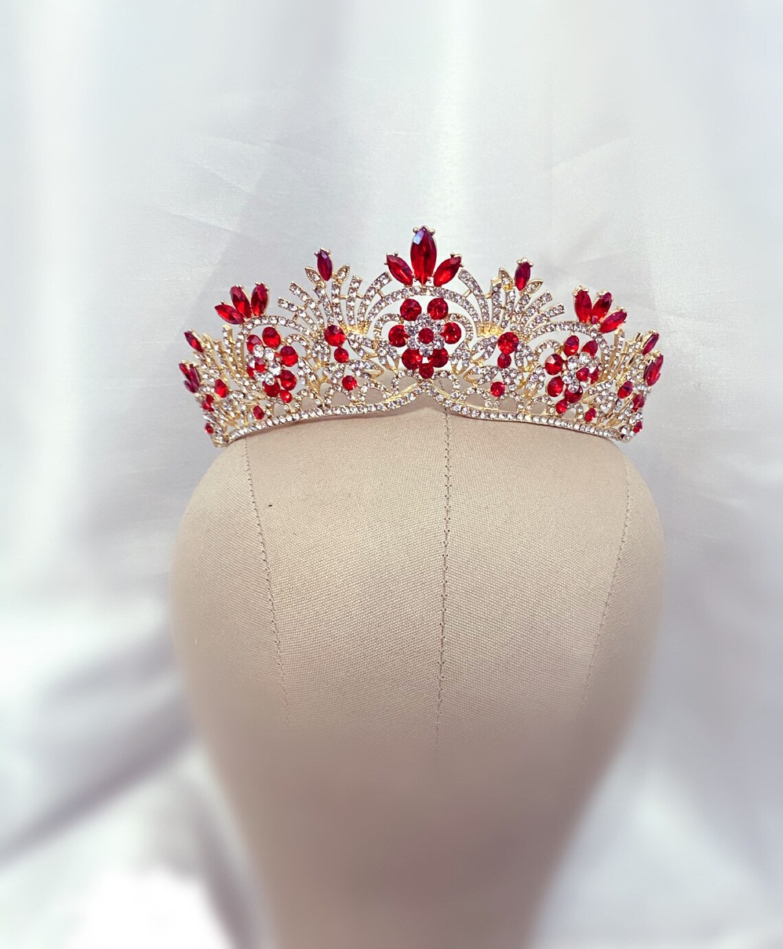 Ruby Red Gold Tiara Victorian Crown Royalty Crown Red Etsy