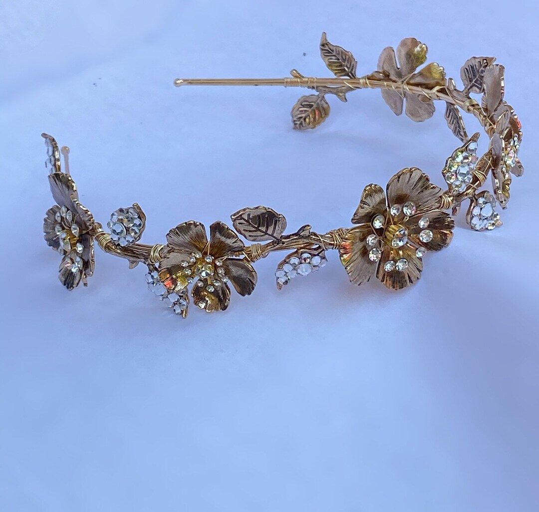 Victorian Hairpiece, Antique Gold Bridal Headpiece, Vintage Inspired