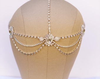 Bridal hair chain, gatsby headpiece, bridal headpiece