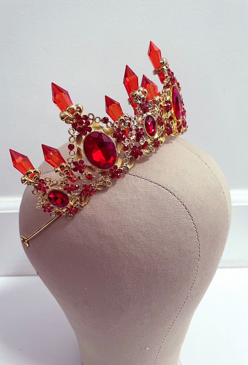 Ruby Red Gold Tiara Victorian Crown Royalty Crown Disney | Etsy