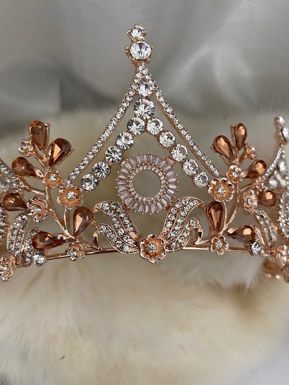 Rose Gold Tiara,bridal Rose Gold Tiara,bridal Headpiece,rose  display picture 1