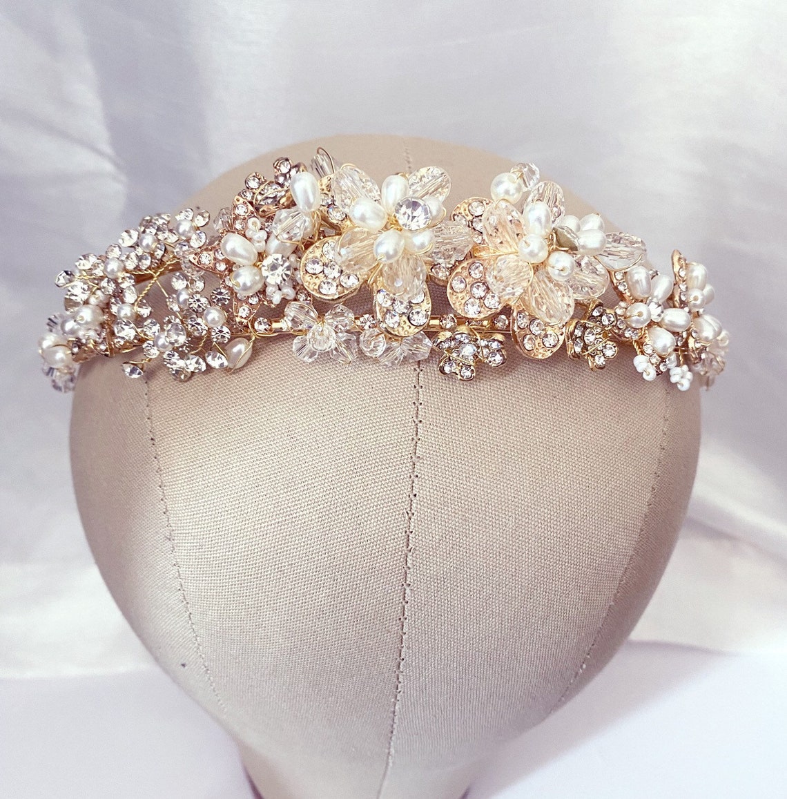 Victorian Hairpiece Flower Gold Pearl Bridal Headpiece Etsy