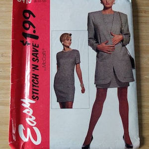 Patrón de costura para vestido y chaqueta McCall&#39;s 6415 Stitch n Save vintage