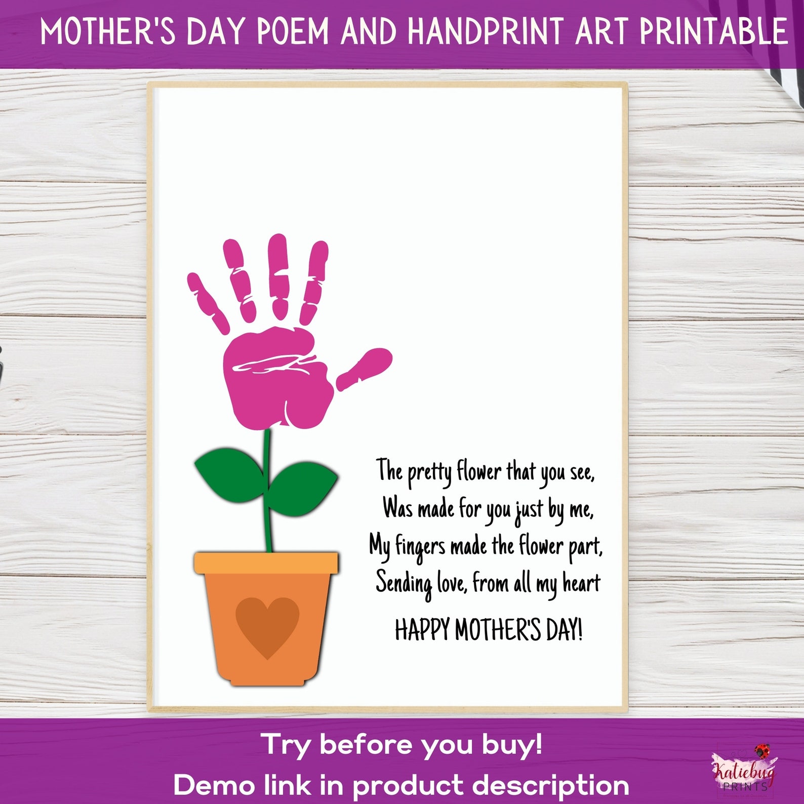 Handprint Art/ Mother's Day Card & Poem Printable/Mom | Etsy