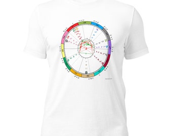 Tu carta natal de astrología Rueda solamente-Camiseta unisex-blanca o negra. ¡Muestra tu singularidad!