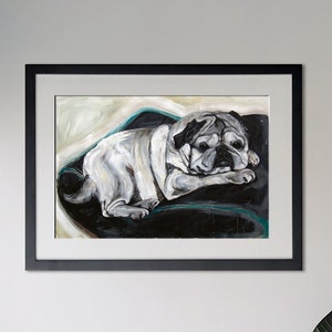 Art print Pug motif, Trudi on pillow